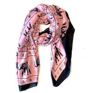Boho Blush Pink and Black Elephant Scarf